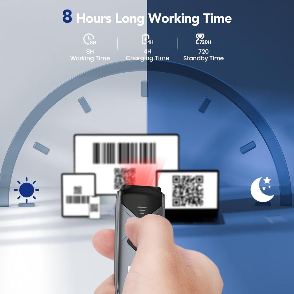 2-Pack Portable Mini QR 2D&1D Bluetooth Barcode Scanner Wireless | USB Wired/Bluetooth/2.4G Wireless Connection, UPC