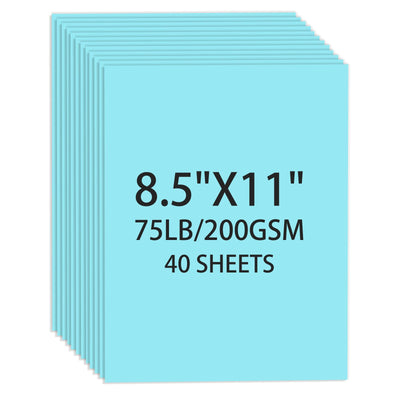 Cardstock 8.5 X 11, 40 Sheets Light Blue Card Stock, 75lb/ 200gsm Copy Paper, Cardstock Printer Paper For Art