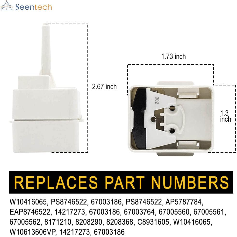 W10613606 Refrigerator Compressor Start Relay and Capacitor by Seentech - Compatible with Whirlpool, Kenmore