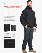 Heated Jacket for Men with 12V Battery Pack, Black, L
