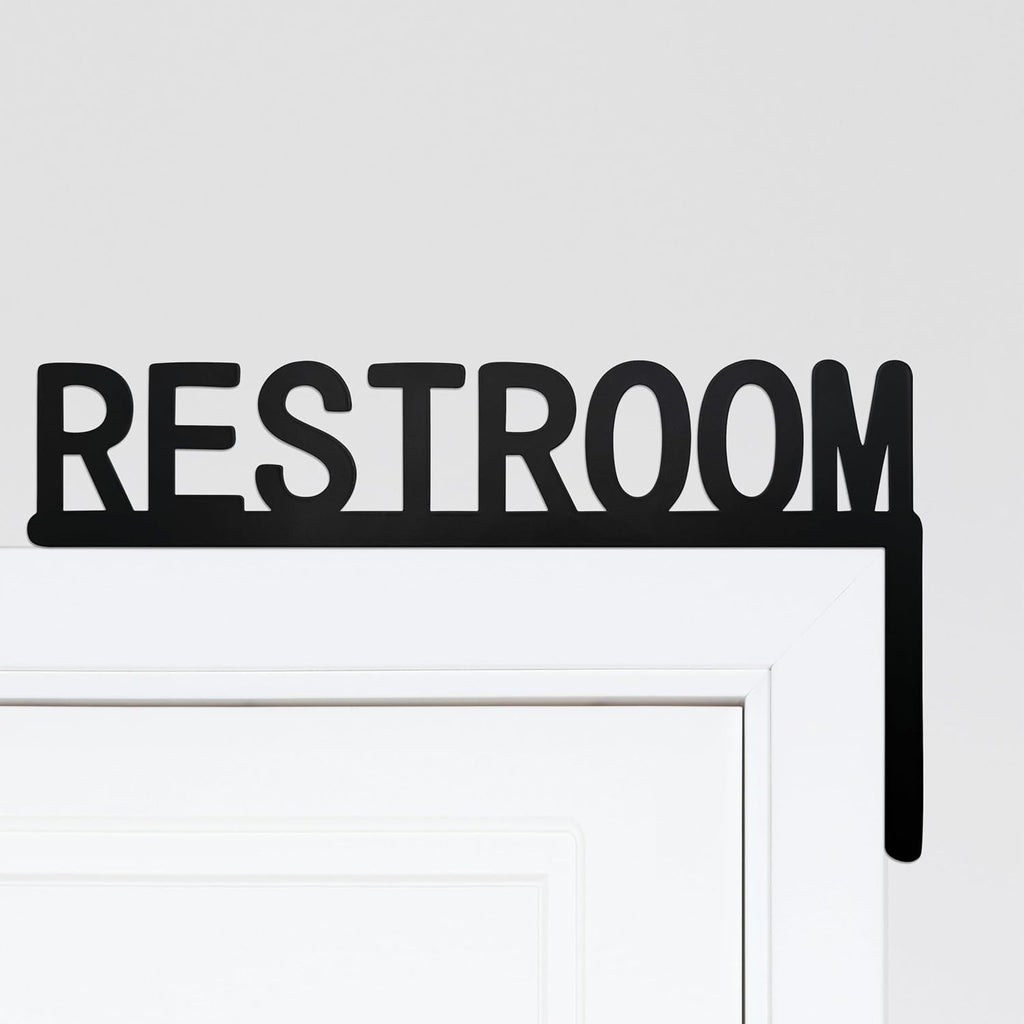 Metal Restroom Door Topper Black Restroom Sign(Right Side)
