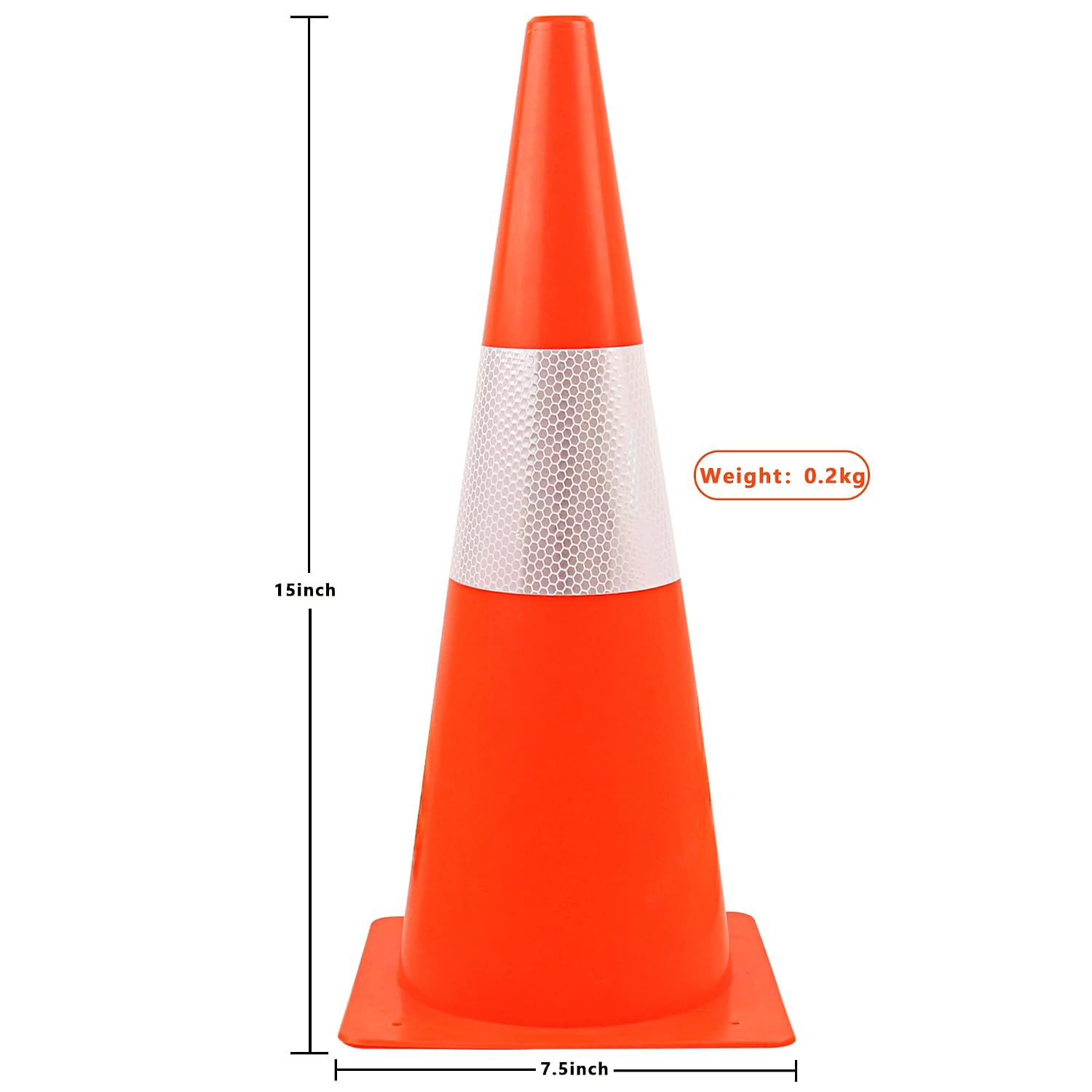 15 inch Traffic Safety Cones with Reflective Collars,[4 Pack]Orange Construction Cones| Parking Cones| Soccer