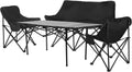 4-Piece Folding Table & Chair Set - Includes 1 Table | 1 Double & 2 Single Moon Chairs, Portable Heavy Duty for