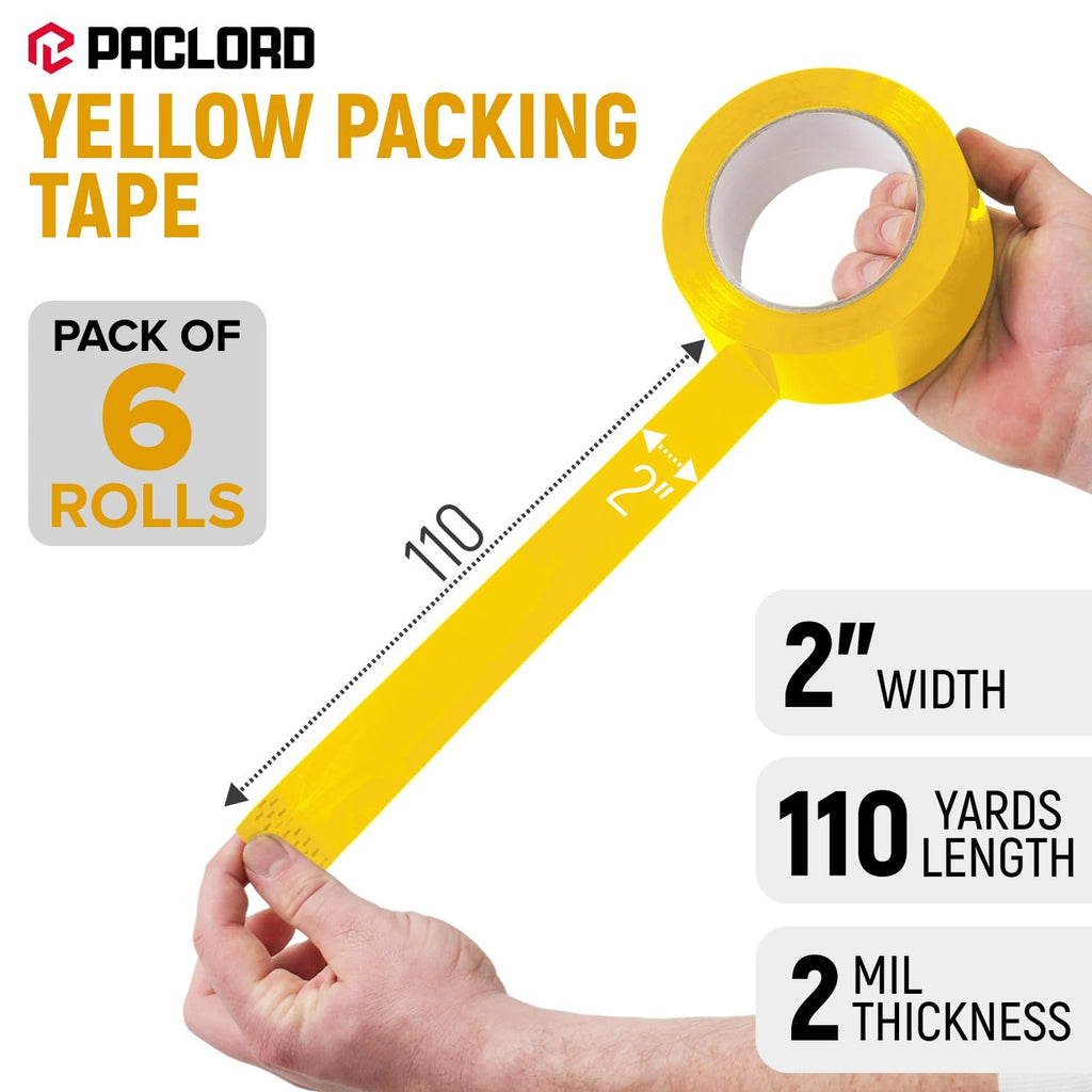 2" x 110 Yards Yellow Packing Tape, 6 Rolls