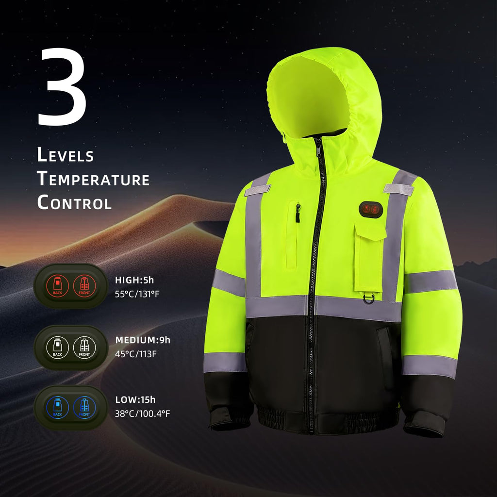 Safety Heated Jacket, Yellow, L