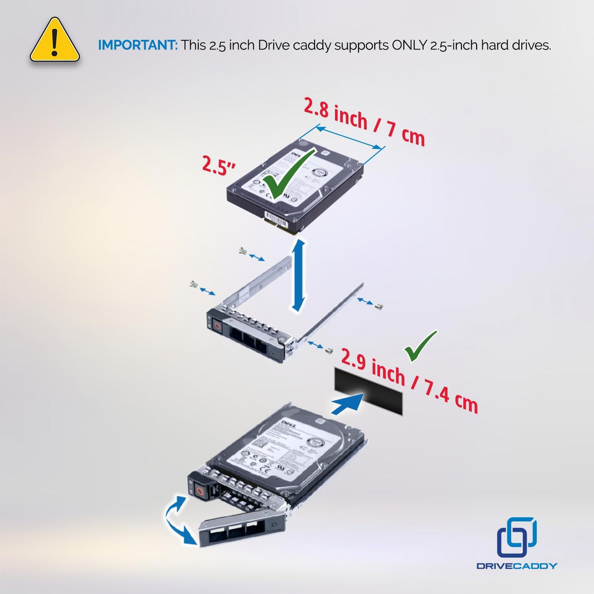 DRIVECADDY 9-Pack 2.5" SFF Caddy Tray - fits Dell PowerEdge 17-14th Gen