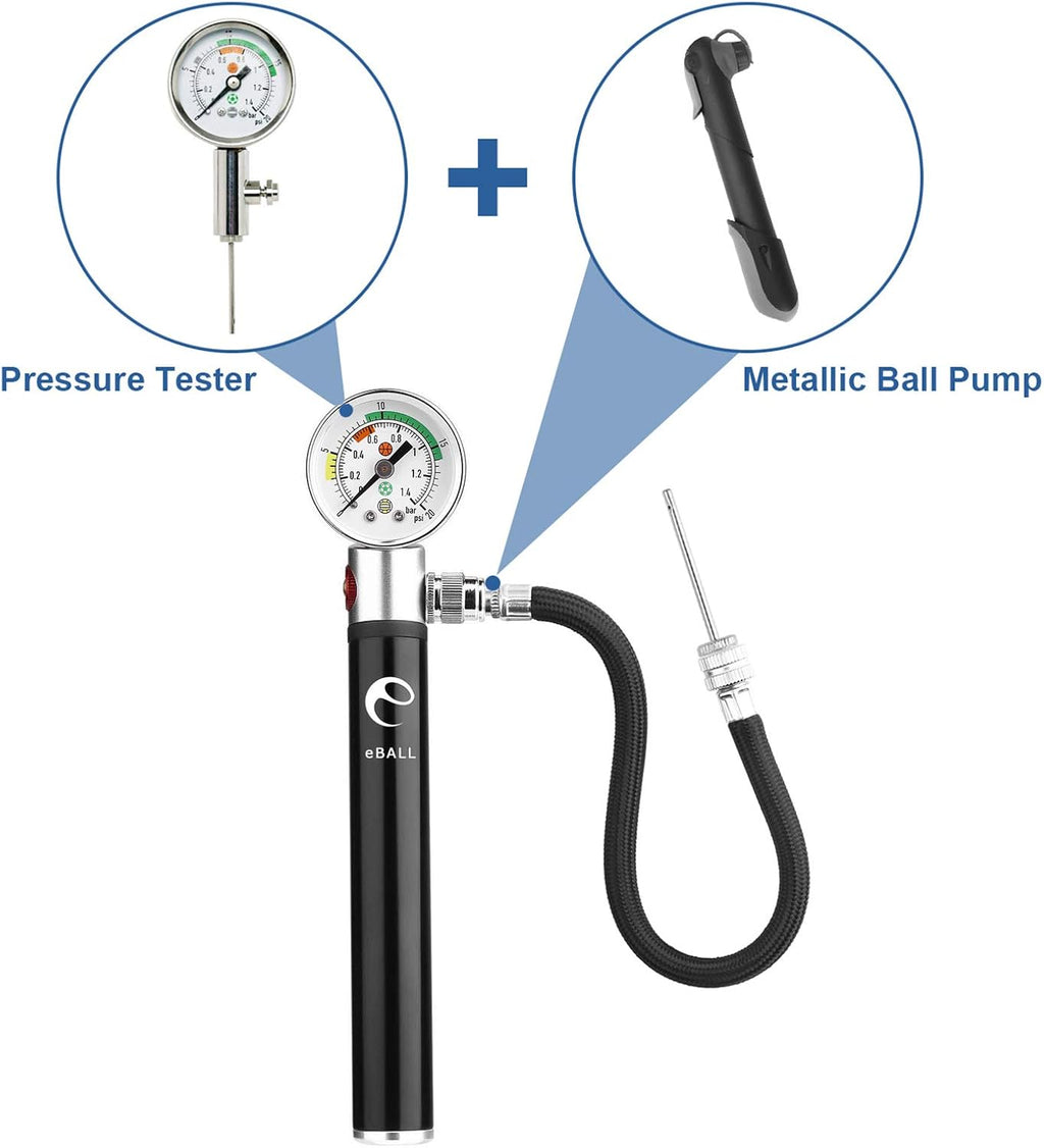 Ball Pump with Pressure Gauge, eBall Sports Ball Air Pump with Inflation Needles & Pressure Release Valve for