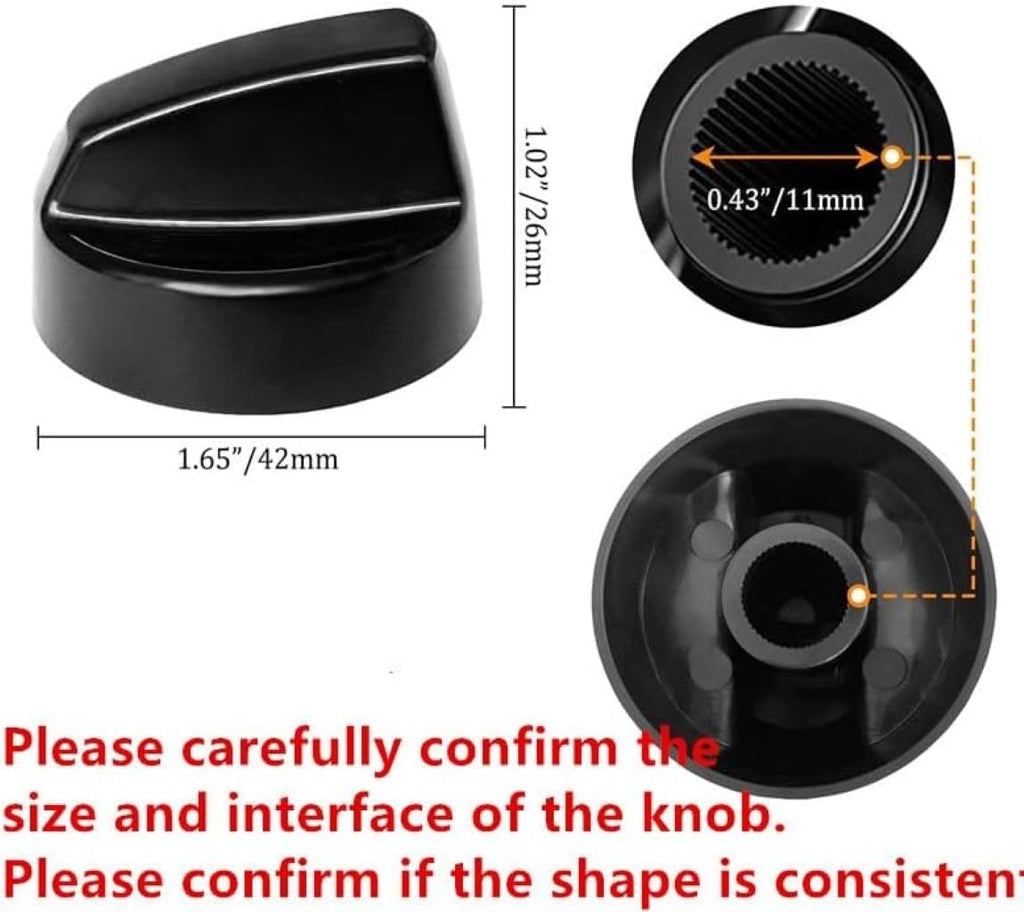 Black Control Knobs 4 Pack with 12 Adapters for Oven/Stove/Range