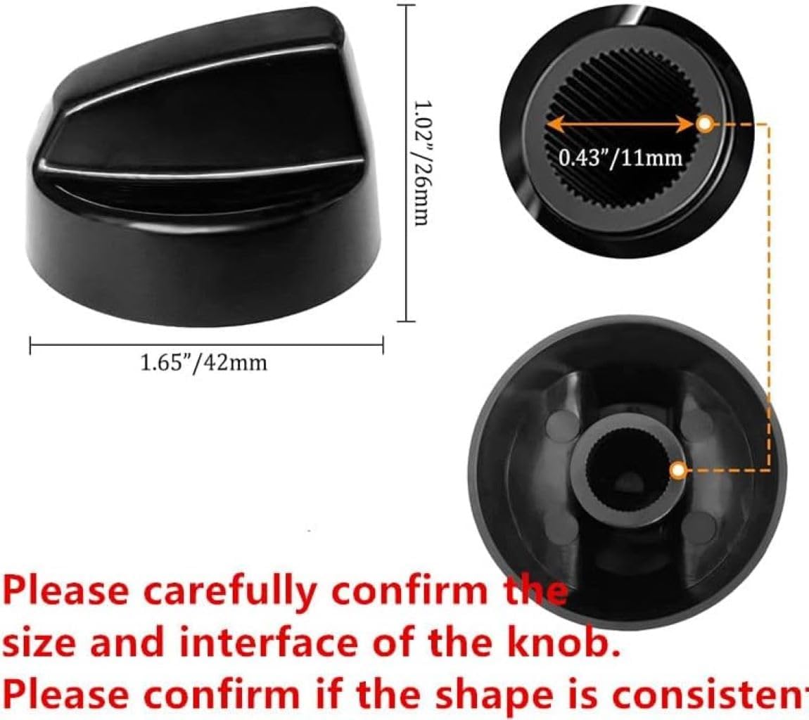 Black Control Knobs 4 Pack with 12 Adapters for Oven/Stove/Range