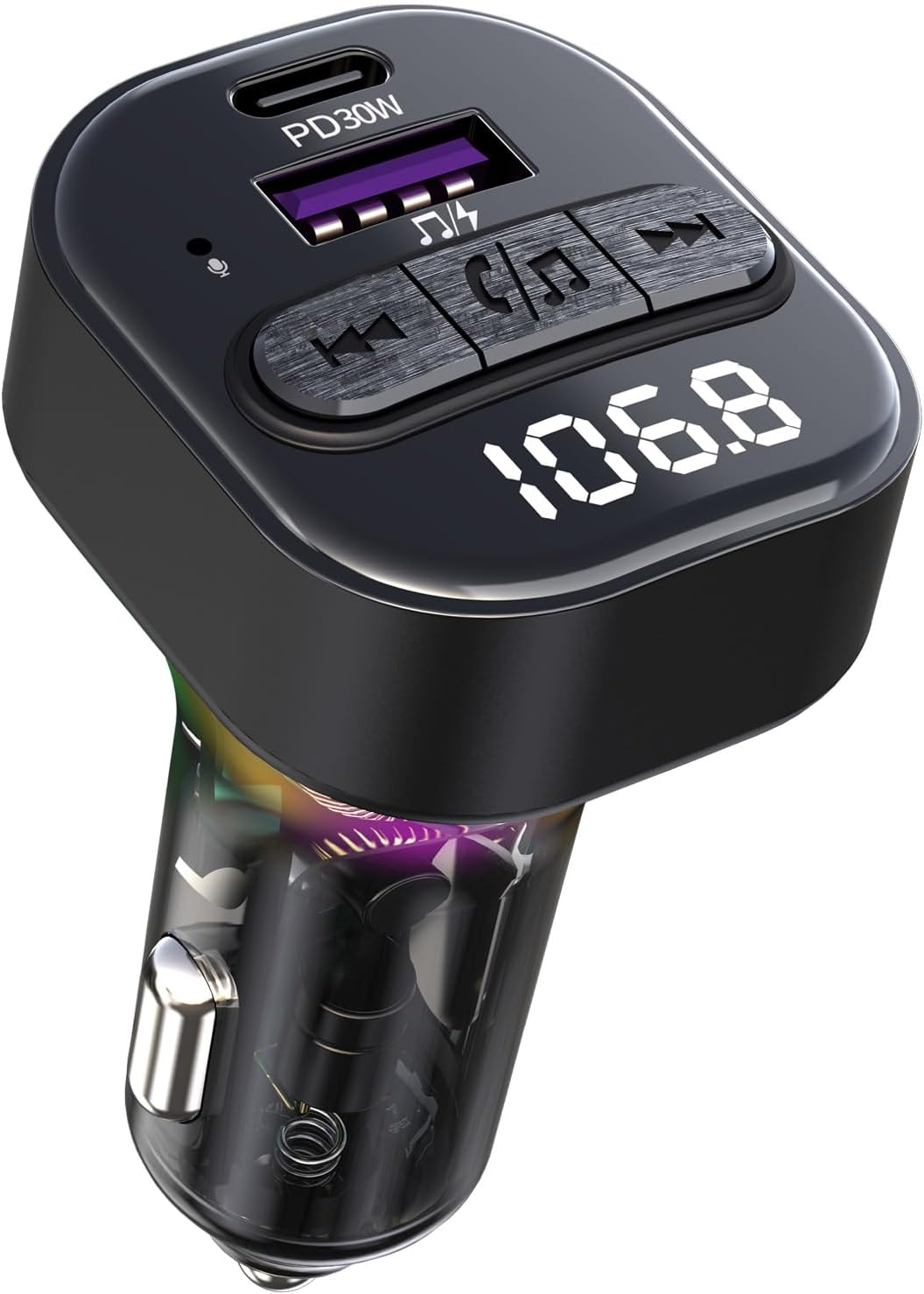 FM Transmitter Bluetooth Car Adapter, Wireless FM Radio Transmitter | FM Transmitter PD30W & QC3.0 Fast Charge