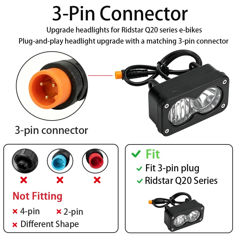 Ebike Headlight for Ridstar Q20 Series,Baja Style Light,Bright Front Light