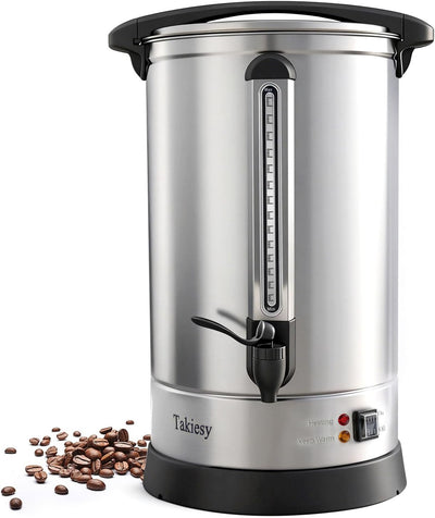 Commerical Coffee Maker Urn 100 Cup Coffee Dispenser with Upgraded Percolator, Stainless Steel Fast Brew and Stay Hot