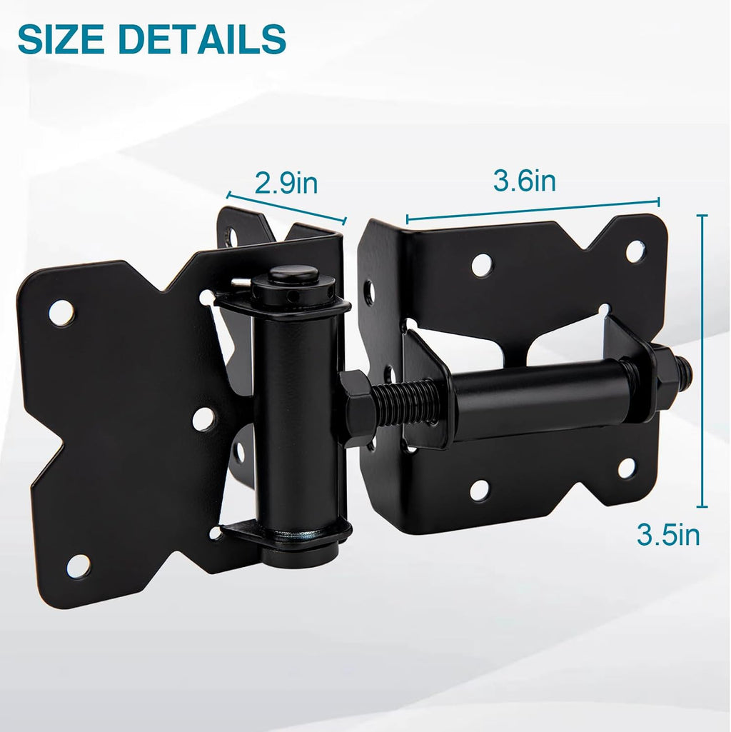 Self Locking Gate Latch and Gate Hinges Set Heavy Duty Hardware Hinges for Vinyl and Wood Fence with Installation