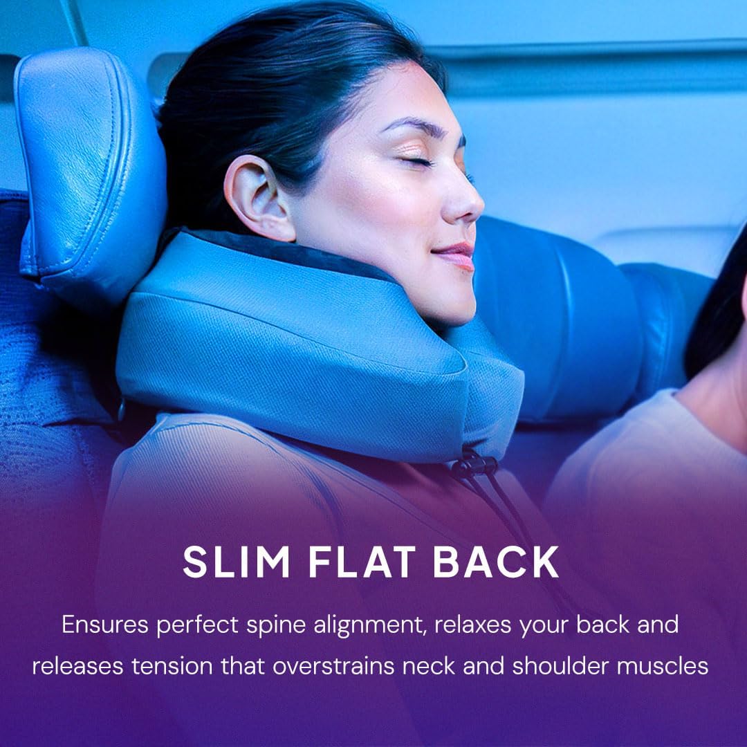 Evolution S3 Travel Pillow - Memory Foam Neck Pillow for Airplane and Long Flights with Seat Straps for Head and Neck