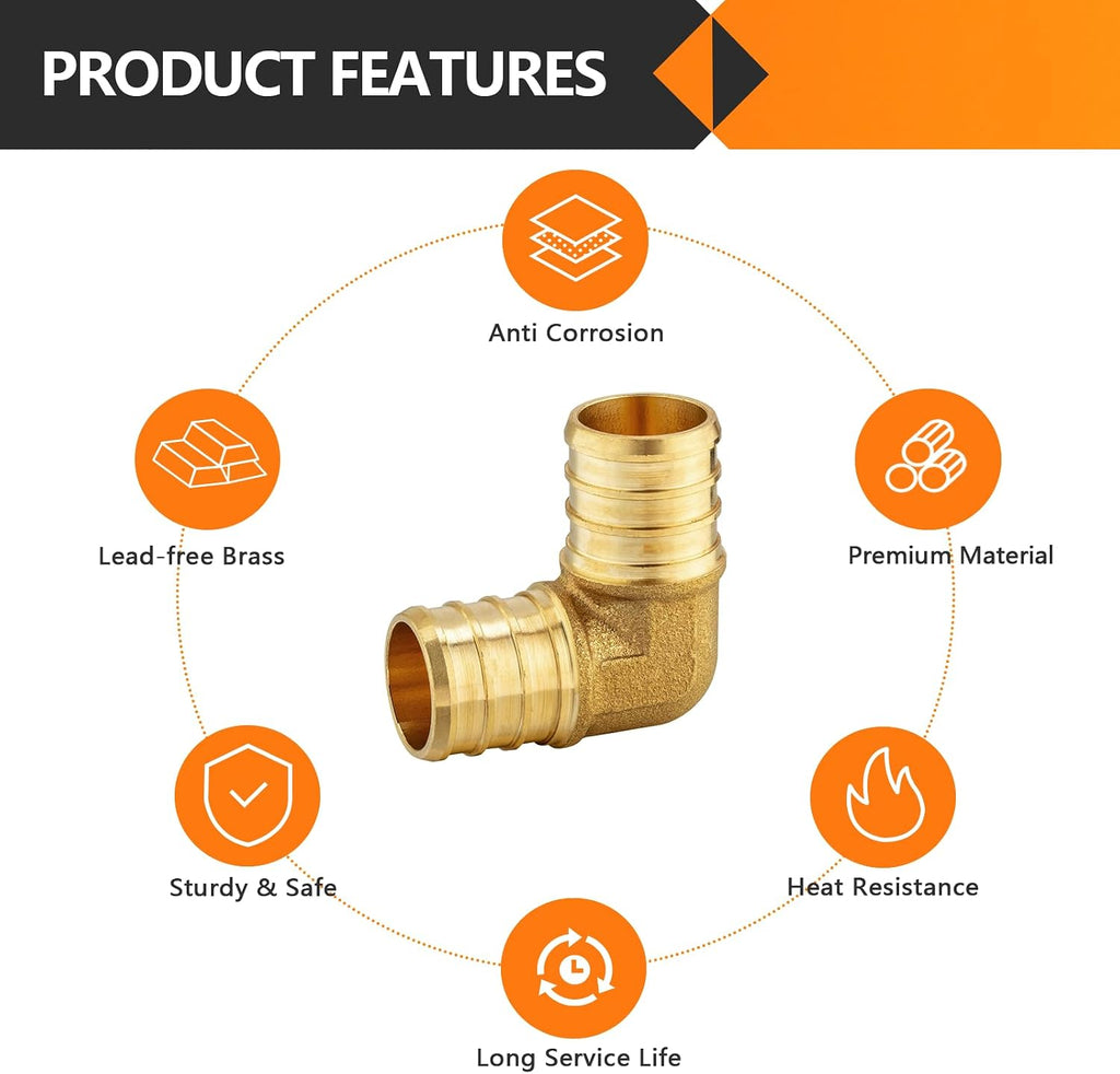 10PC HeSun PEX Fittings, 1" x 1" Pex Crimp Elbow(PEX1807062-10)