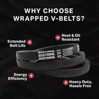 BESTORQ B74 or 5L770 Rubber V-Belt, Wrapped, Black, 77" Length x 0.66" Width x 0.44" Height