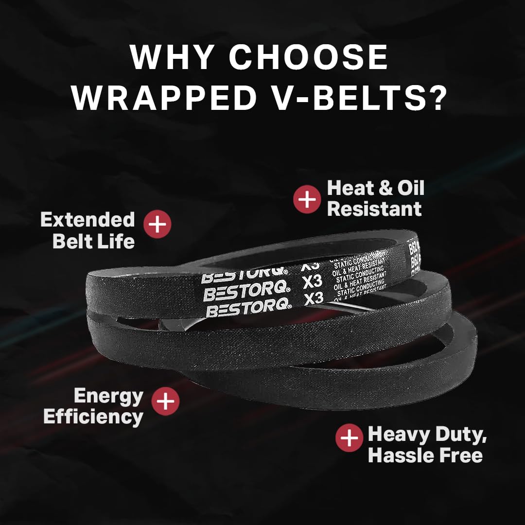 BESTORQ B74 or 5L770 Rubber V-Belt, Wrapped, Black, 77" Length x 0.66" Width x 0.44" Height