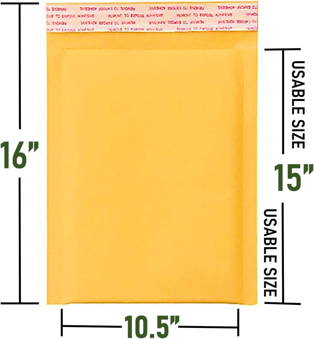 #5 Kraft Bubble Mailers 10.5x16 Inches Shipping Padded Envelopes Self Seal Waterproof Cushioned Mailer 25 Pack