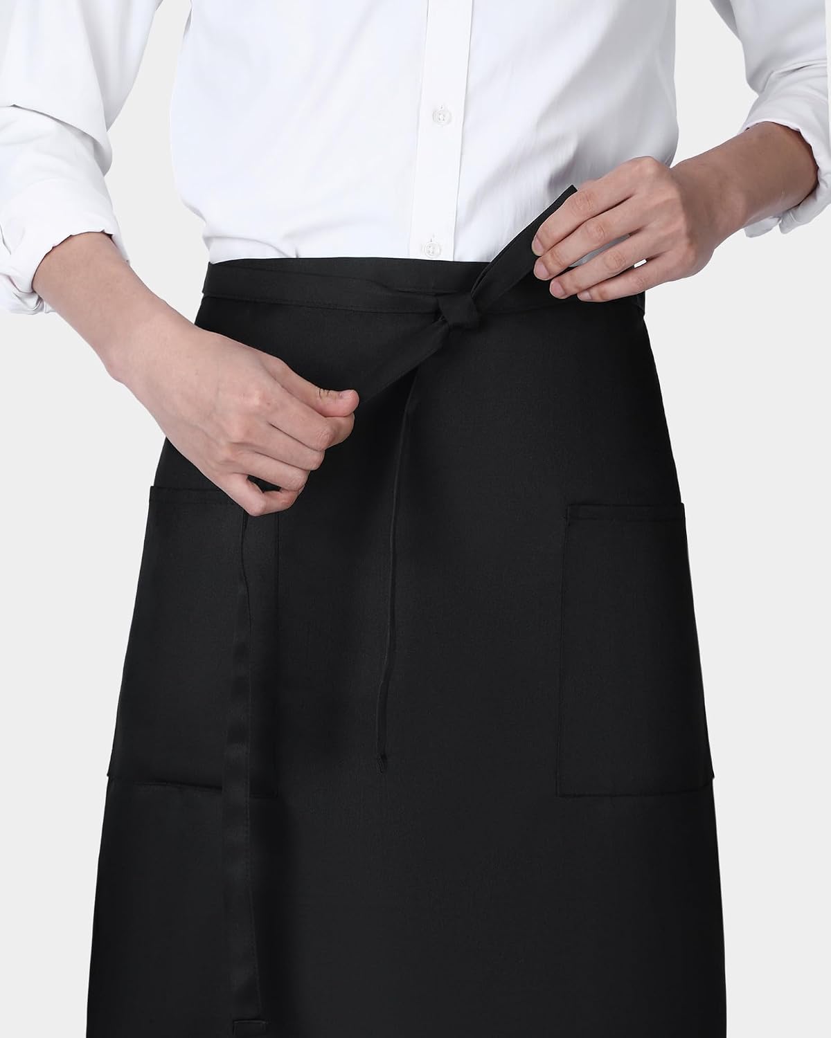 10 Pack Bistro Aprons 2 Pockets 32" Waterproof Half Waist