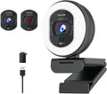 4K Webcam with Ring Light & Built-in Microphone for PC Streaming | PDAF Autofocus,Supports 1080P 60FPS, Comes with