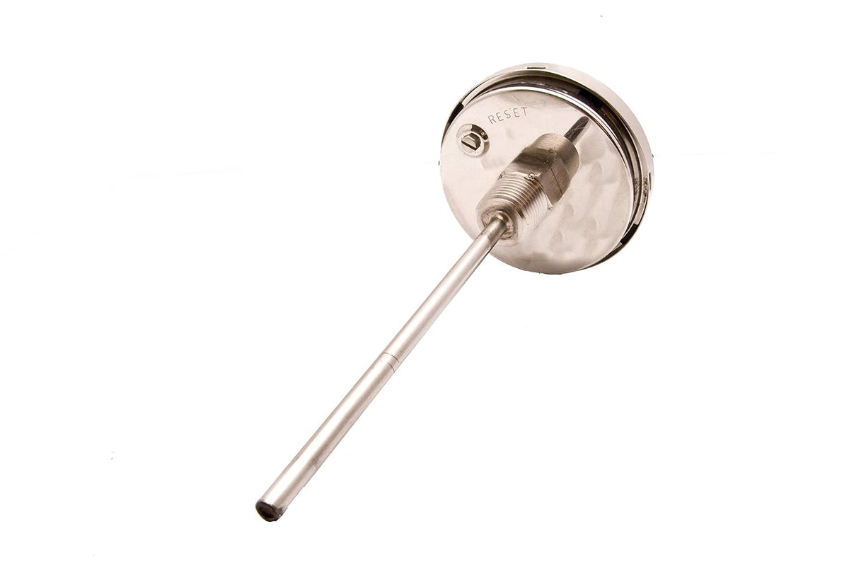 Industrial Bimetal Thermometer, 3" Face x 6" Stem, 0-250°F, S.S. Case