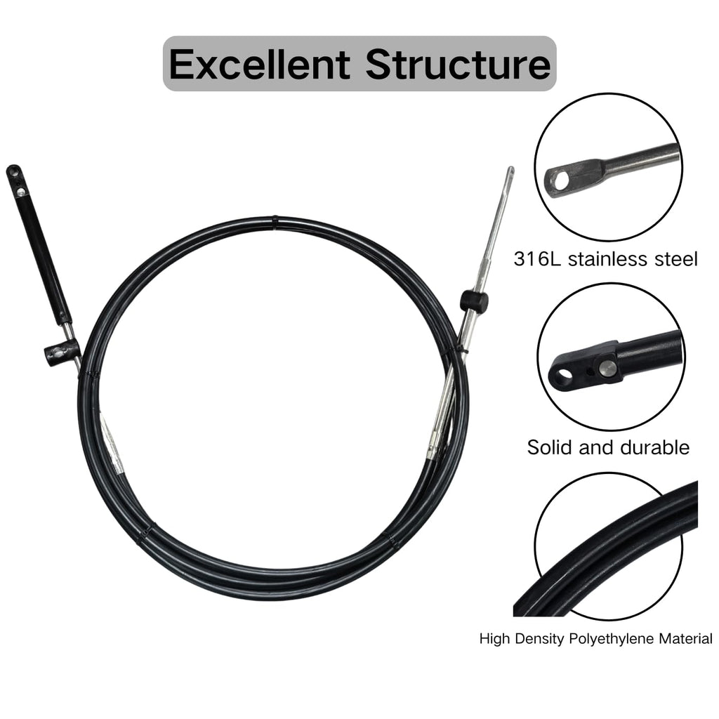 For Mercury GEN I Throttle Shift Cables 10FT Remote Control Outboard Engine