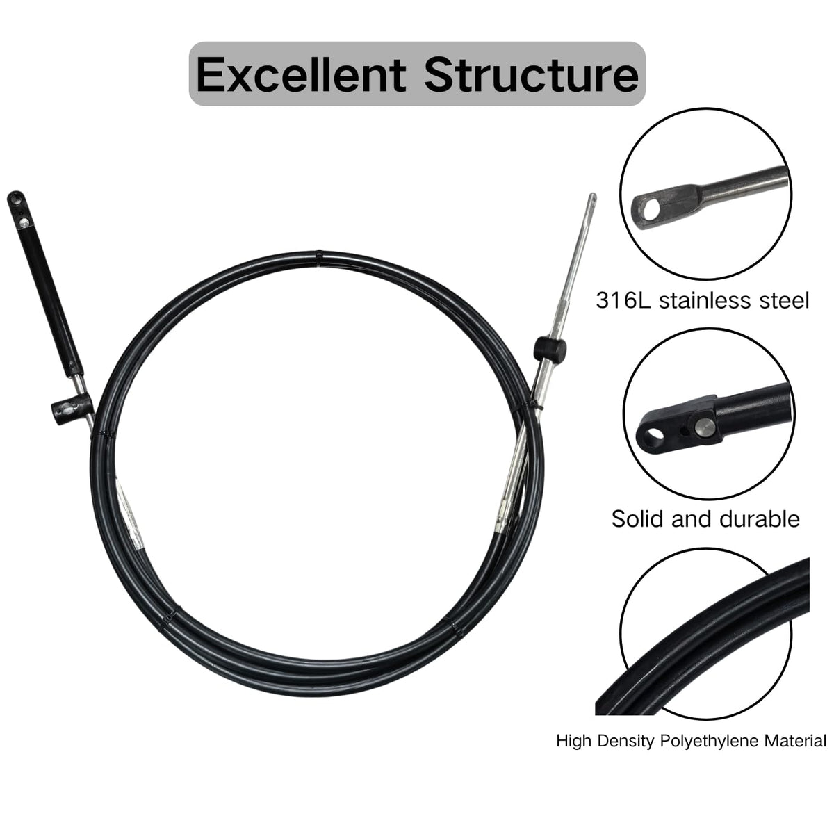 For Mercury GEN I Throttle Shift Cables 10FT Remote Control Outboard Engine
