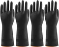 4 Pairs Black Rubber Dishwashing Gloves - Reusable Cleaning Gloves for Kitchen, Household, Anti-Slip, Flexible &
