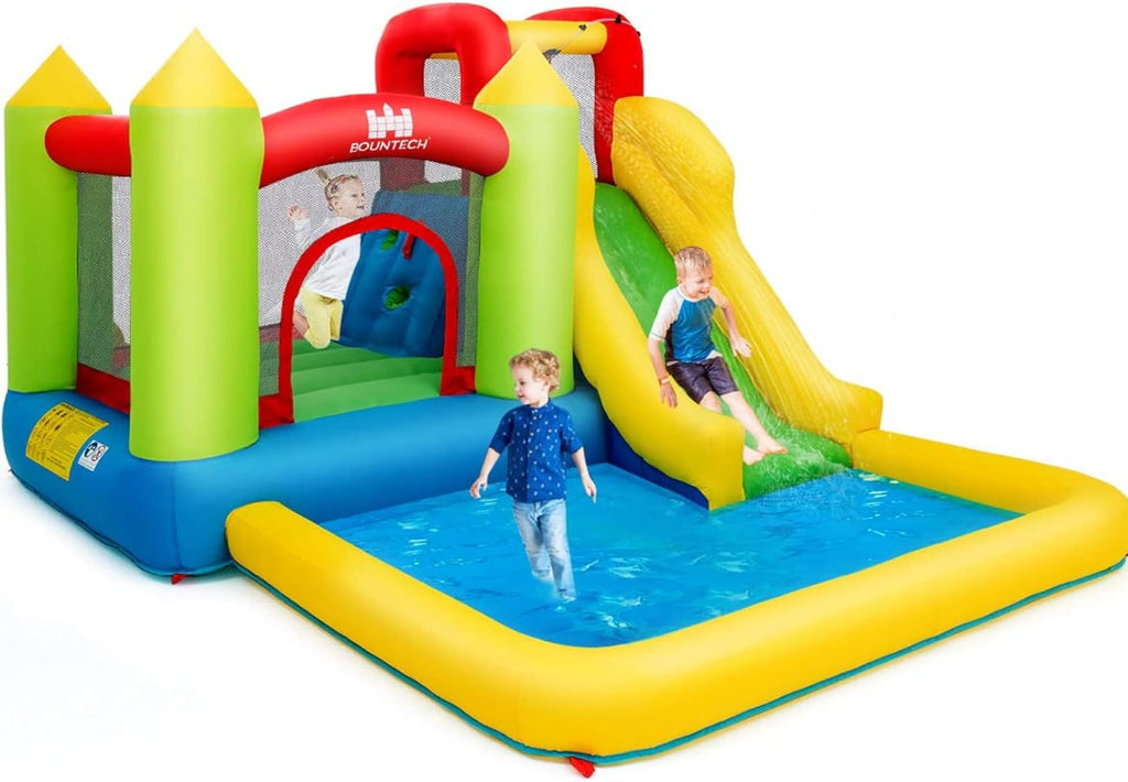 Inflatable Water Slide, 12 x9FT Kids Water Park Jump Castle Wet Dry with Splash Pool, Water Slides Inflatables for