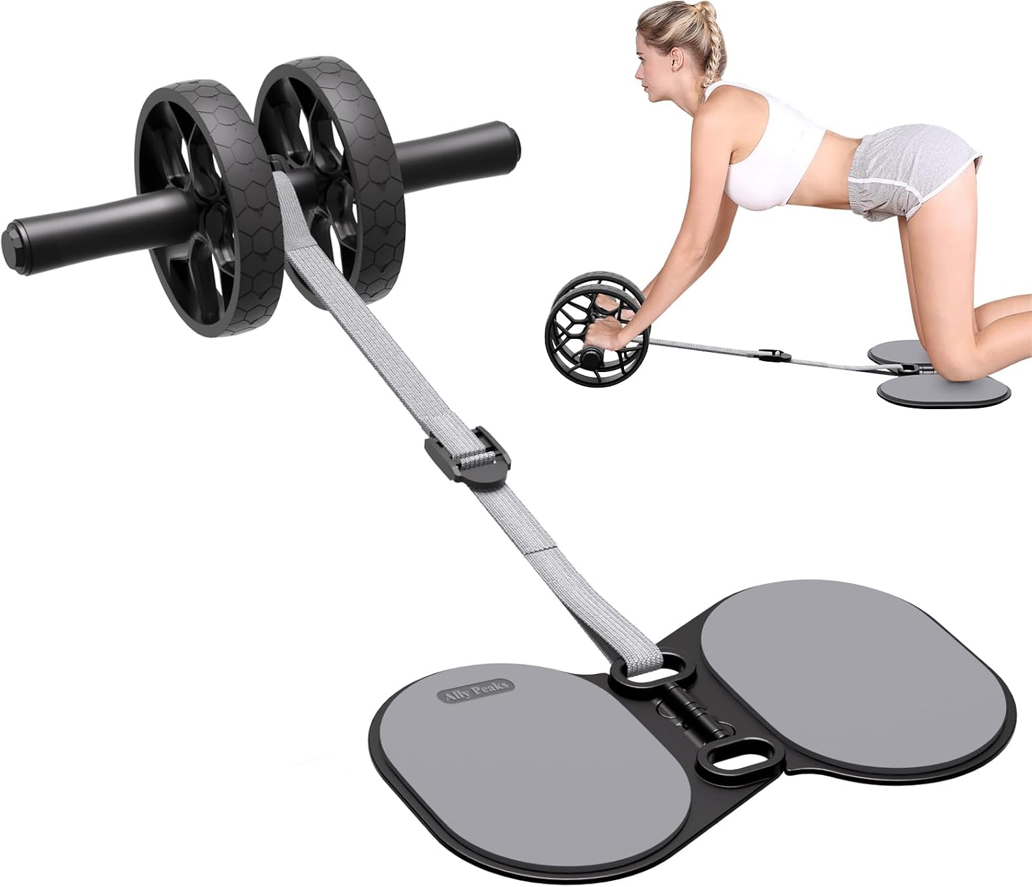 Ab Roller Wheel with Adjustable Resistance，Automatic Rebound Abs & Core Workout Equipment for Beginners，All Levels &