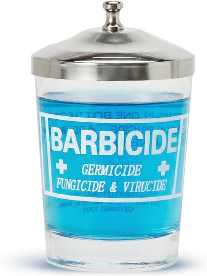 Disinfectant Jar (Small - 4 Fl Oz) – Durable Glass Immersion Container with Stainless Steel Lid and Tray –