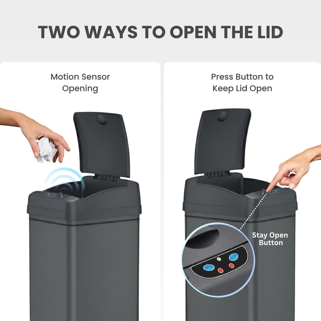 13 Gal Sensor Kitchen Trash Can with Lid | Pet Lock Odor Filter