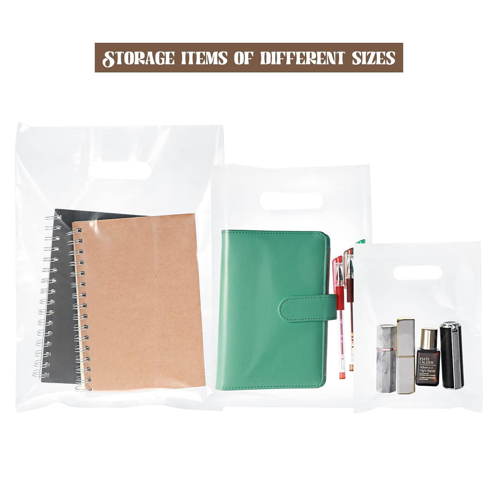 120 Pcs Clear Plastic Shopping Bags with Handles, 2.36 Mil