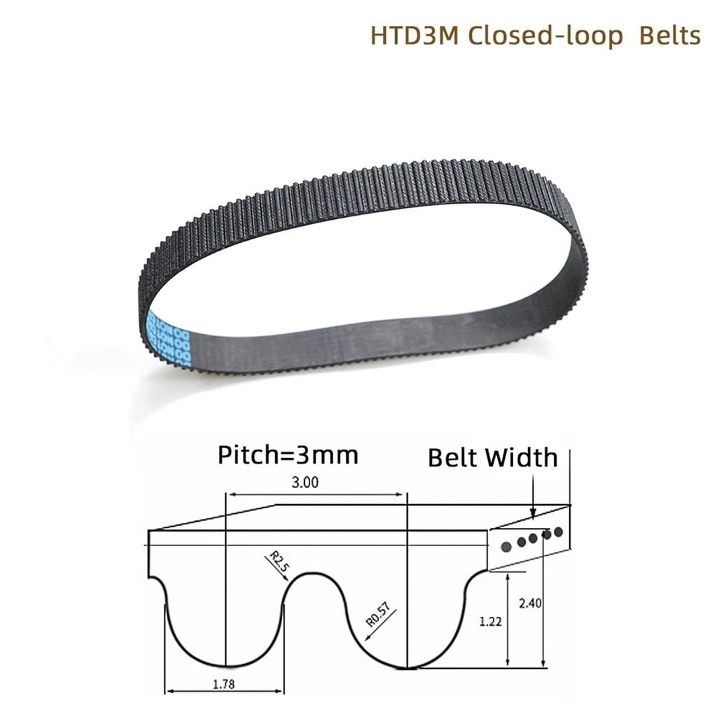 5-Pack HTD3M Timing Belt Set - Rubber Construction for Precision Power Transmission(3M 297(Teeth99),15mm)