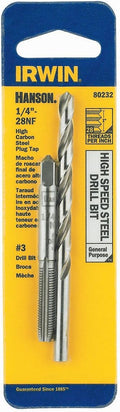 Irwin Tools IRWIN HANSON 1/4" - 28 NF Tap and No. 3 Drill Bit Set, 80232