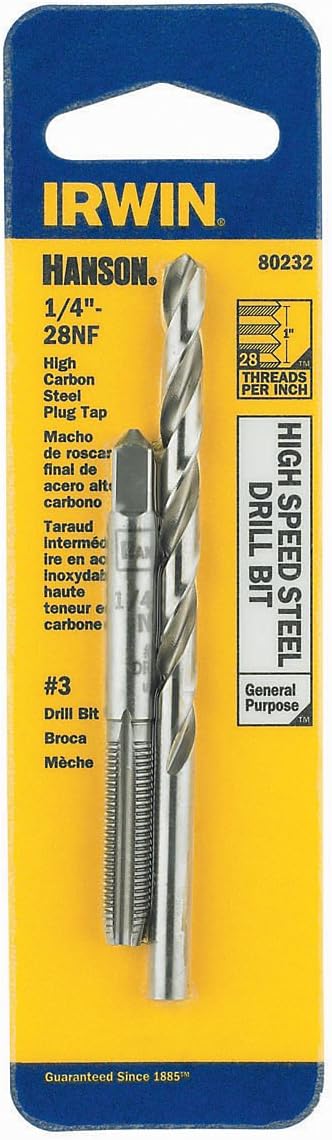 Irwin Tools IRWIN HANSON 1/4" - 28 NF Tap and No. 3 Drill Bit Set, 80232