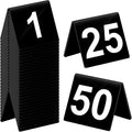 Table Numbers 1-50 Acrylic Double Sided Tents for Restaurant, Black