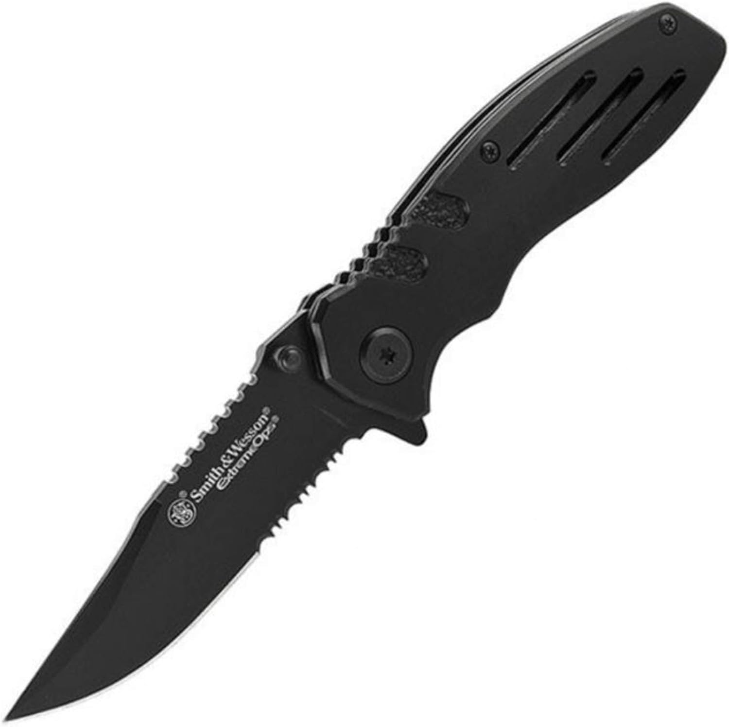 Accessories Extreme Ops SWA24S 7.1in S.S. Folding Knife with 3.1in Serrated Clip Point Blade and Aluminum Handle for