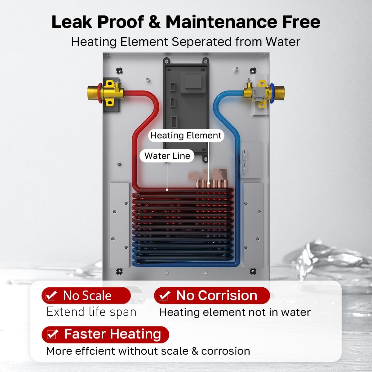 Tankless Water Heater Electric, 11kW 240 Volt On Demand Instant Hot Water Heater for Point of Use, Self-Modulating