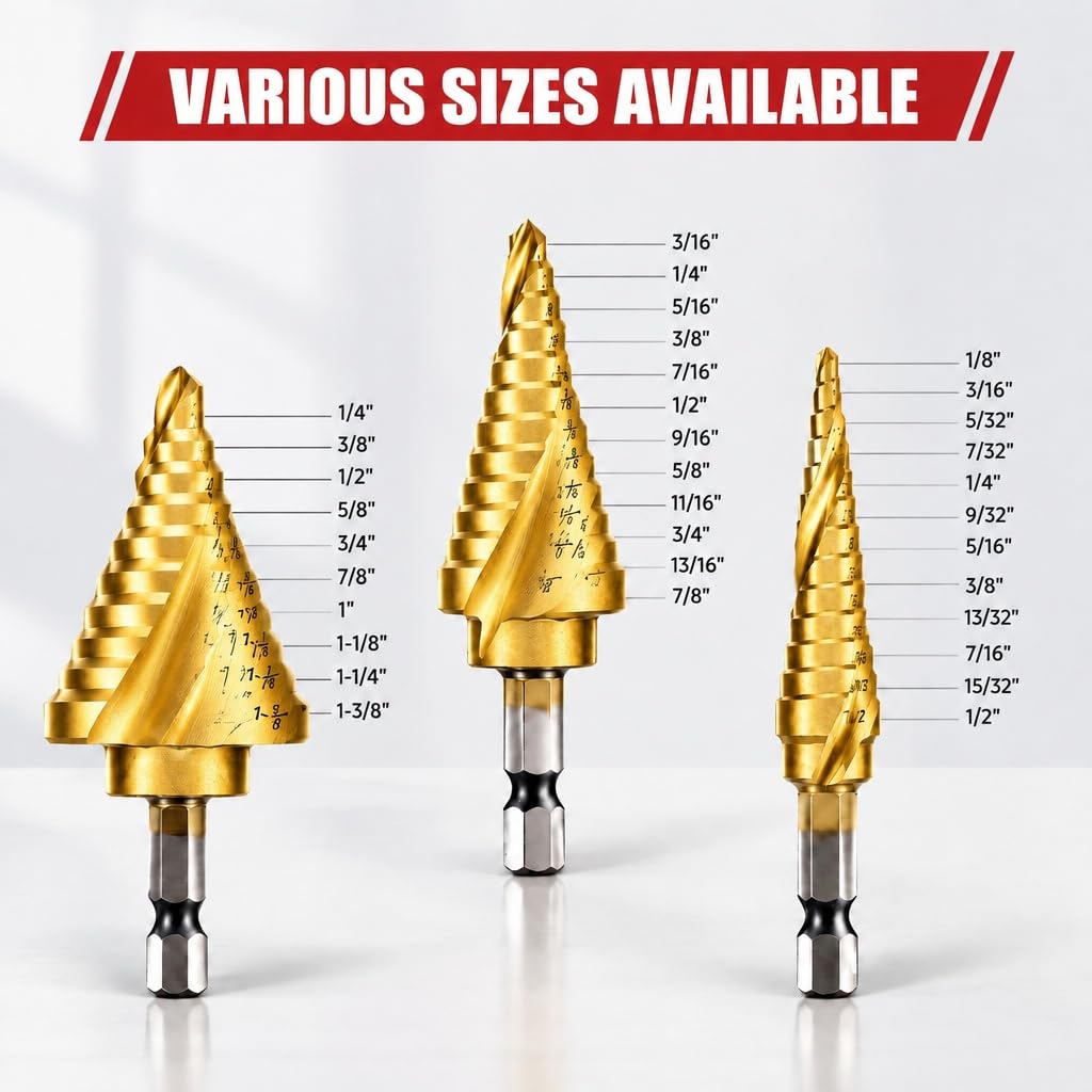Automatic Center Punch Set, Zofiat Titanium Drill Bits, Step Drill Bit