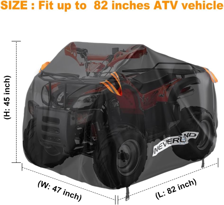 ATV Cover Waterproof Heavy Duty 300D 4 Wheeler Covers Up to 82'' | Outdoor Storage Quad Cover All Weather Protection