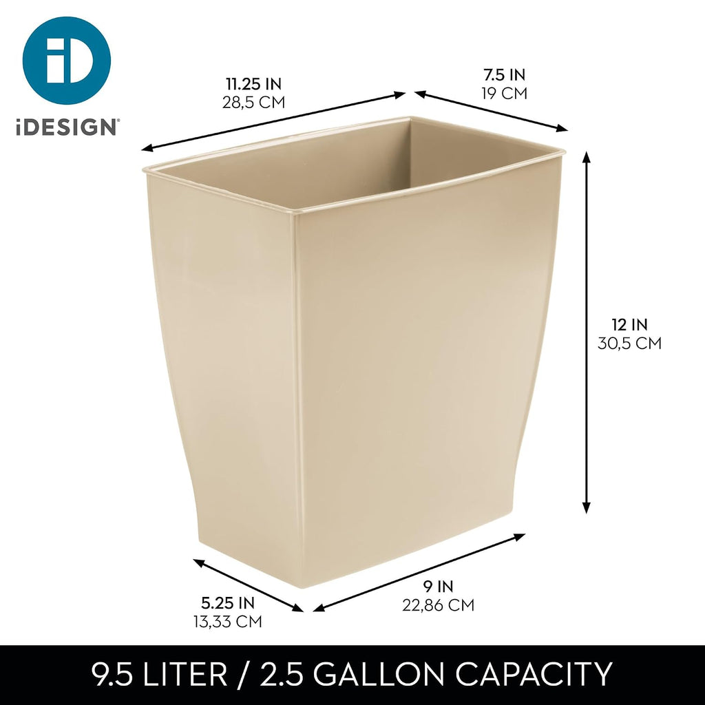Small Plastic Bathroom Trash Can, Brown | Slim Rectangle