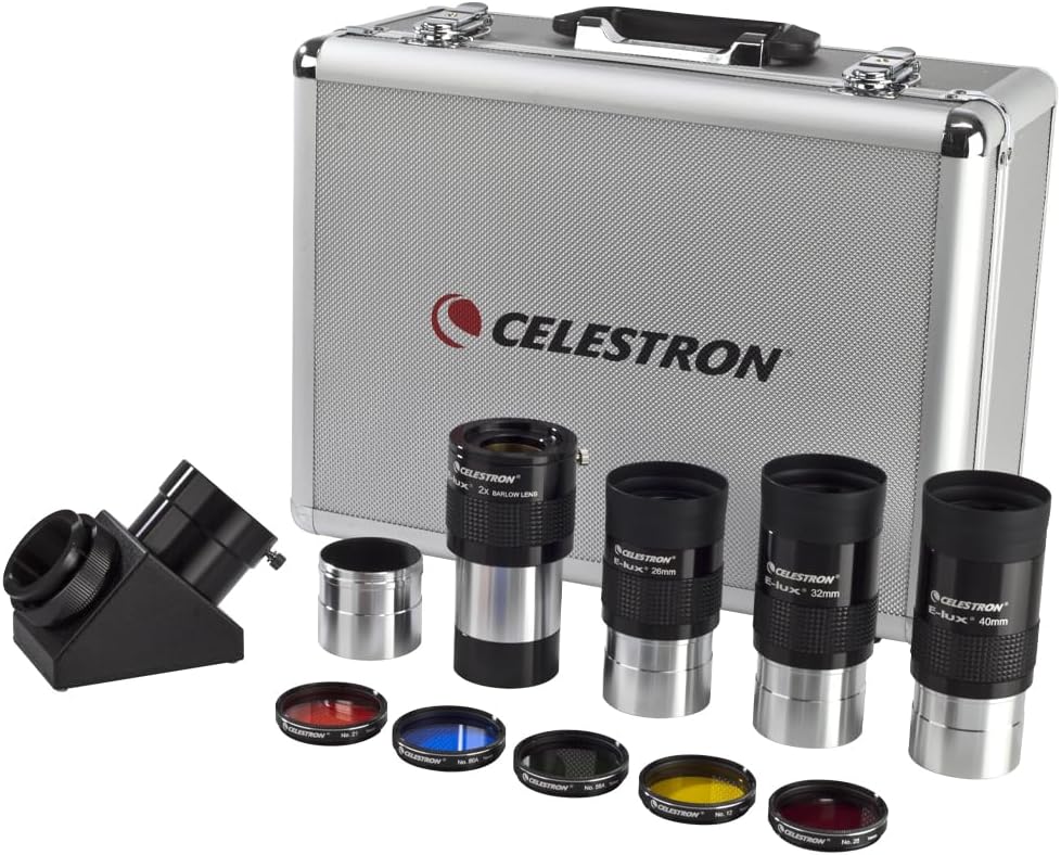 Eyepiece, Barlow & Filter Telescope Accessory Kit – 2" Barrel | 11 Essential Telescope Accessories, 3 E-lux