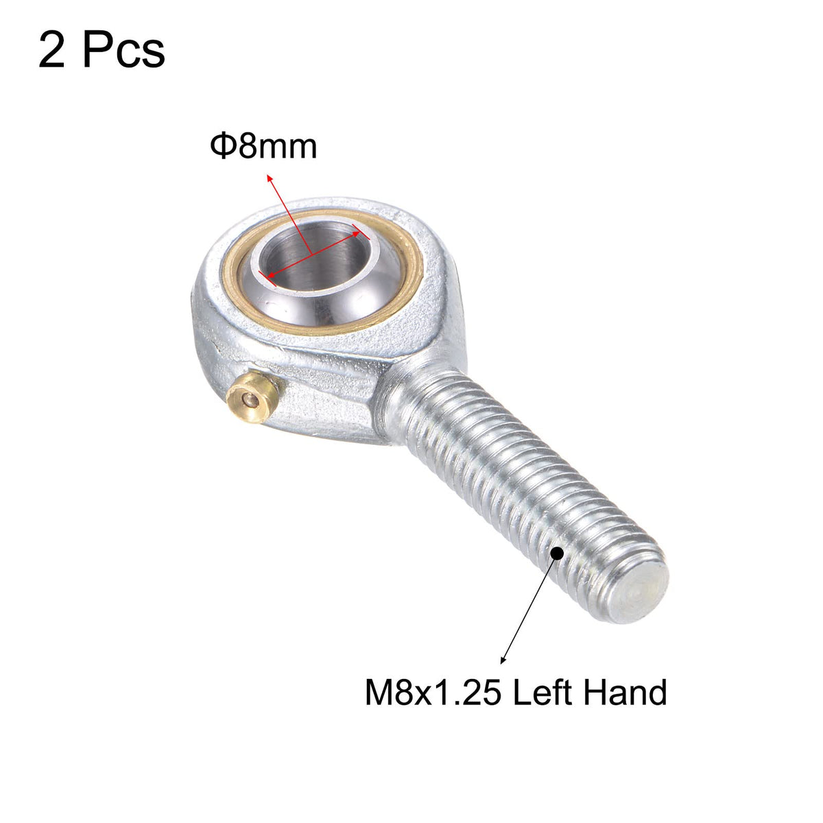 uxcell 2pcs POS8 Spherical Rod End Bearing 8mm Bore Self-Lubricated Joint Bearing M8x1.25 Left Hand Male Thread Connector