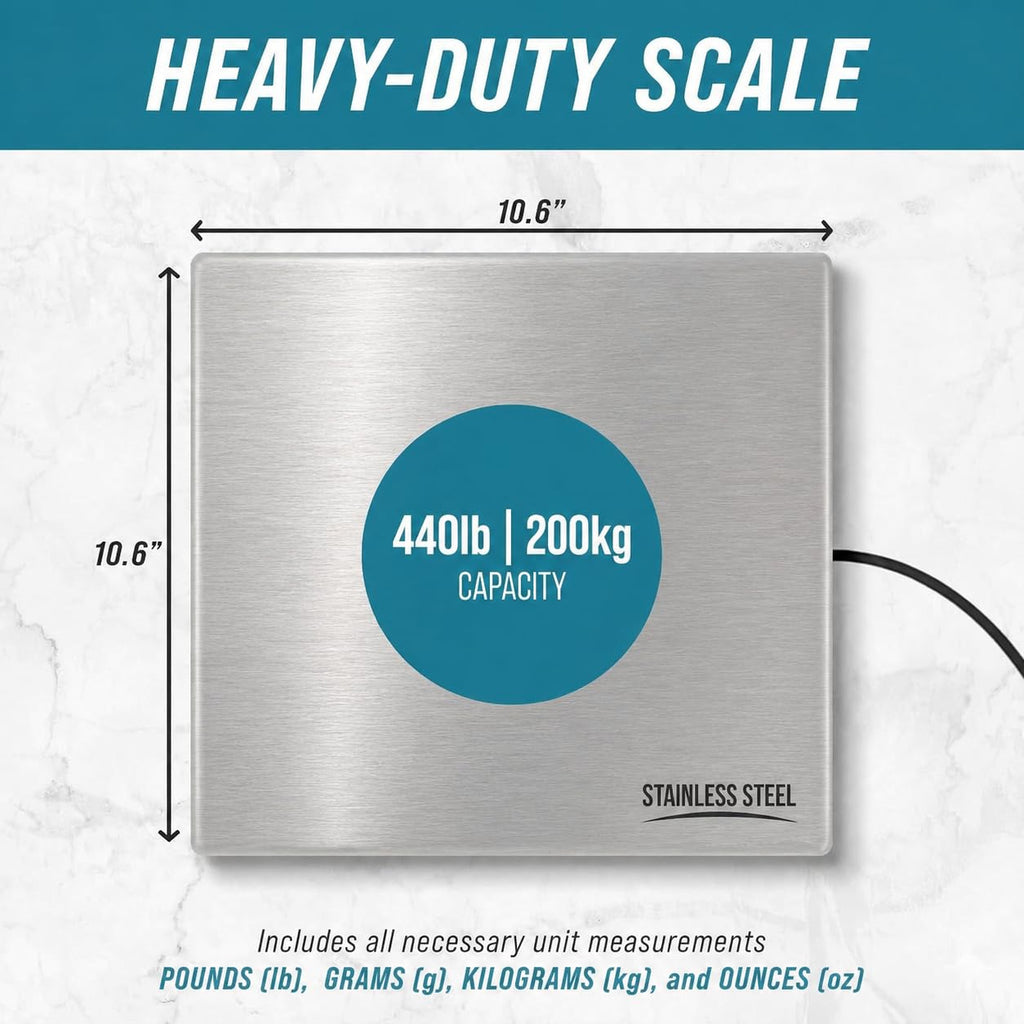 Shipping Scale Digital Postal Scale for Packages 440lbs x 6 oz | Heavy Duty Stainless Steel Platform Scale, UPS USPS