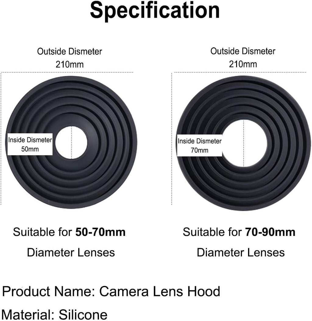 Camera Lens Hood, Collapsible Reversible Filter Thread Rubber Digital Lens Hood DSLR Lens Cap Shade