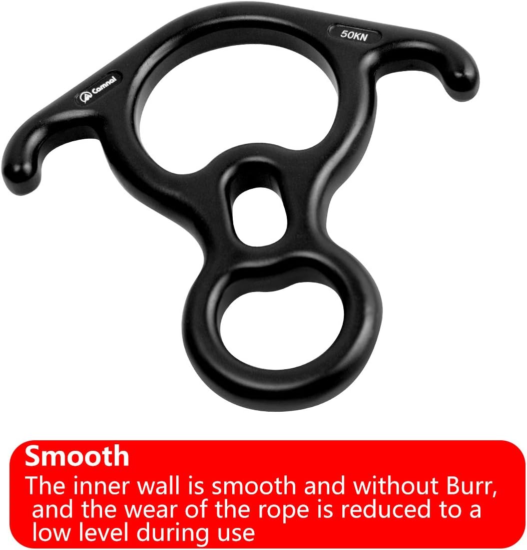 50KN Rescue Figure, 8 Descender Large Bent-Ear Belaying and Rappelling Gear Belay Device Climbing for Rock Climbing