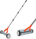 Thatch Rake with Wheels, 37-65.35'' Adjustable Dethatching Roller Rake Adjustable 0-12° Angle Stainless Steel Blades