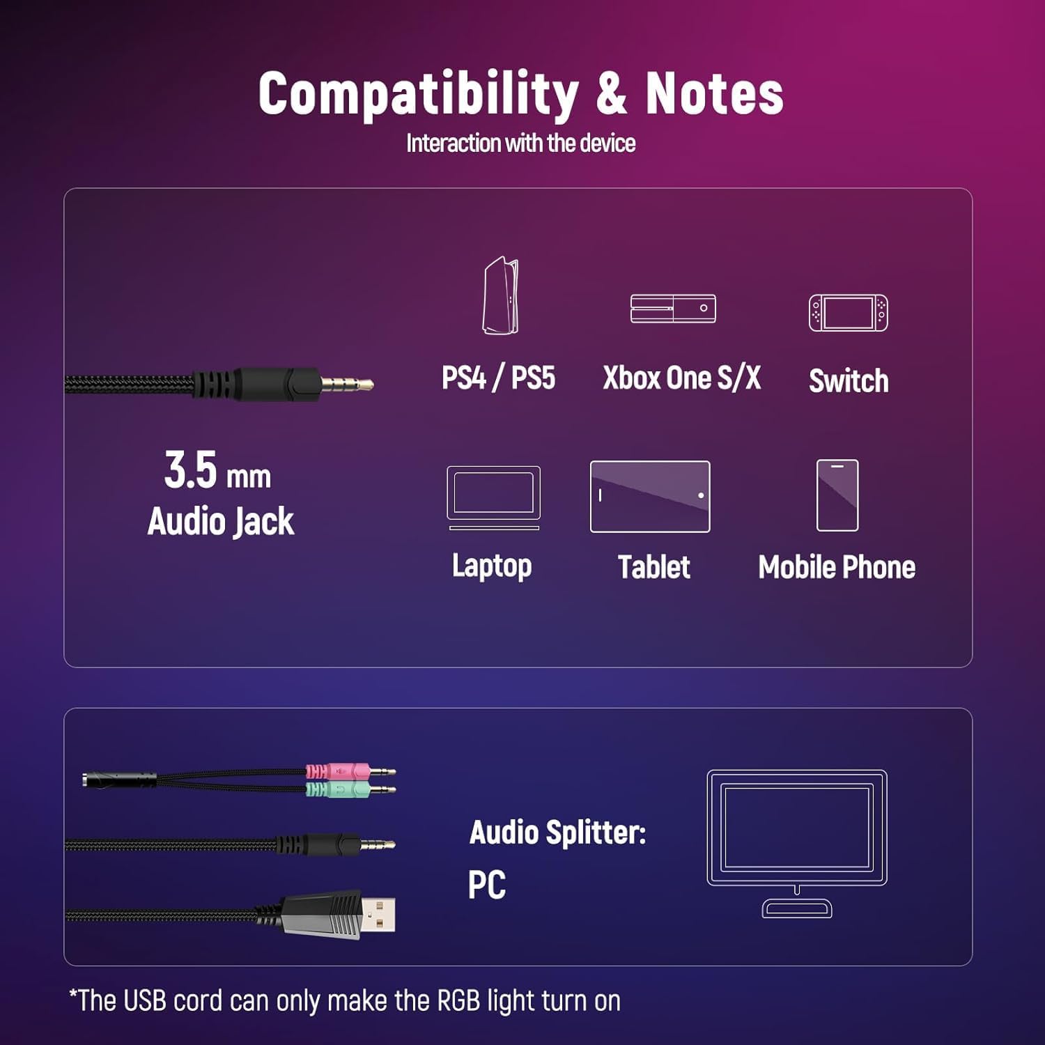 Gaming Headset for PC, Ps4, Ps5, Xbox Headset with 7.1 Surround Sound Gaming Headphones with Noise Canceling Mic, LED