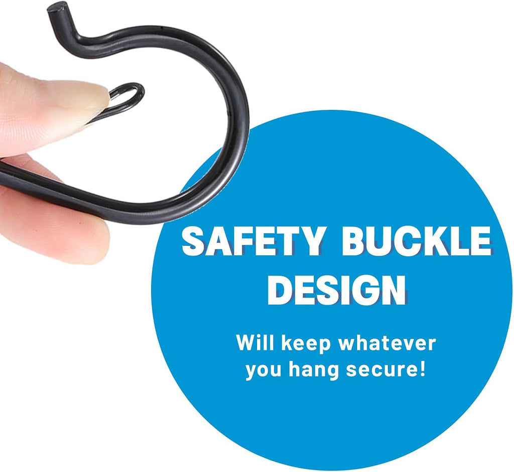 24 PCS Q-Hanger Hooks with Safety Buckle, Windproof Screw Hooks